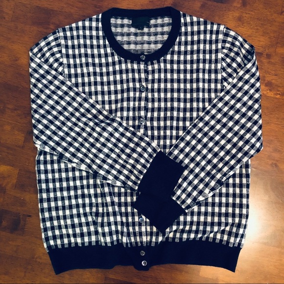 J. Crew Sweaters - J.Crew • Gingham Featherweight Cashmere Cardigan
